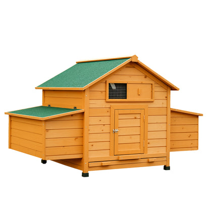Outdoor Chicken Coop Wooden Chicken Coop for 2-4 Chickens with 2 Nests Removable Tray Hinged Roof 150x100x96.5 cm Natural