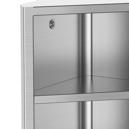 Bathroom Mirror Cabinet Wall-Mounted Corner Toilet Cabinet with 2 Shelves dim. 30W x 18.4D x 60H cm Stainless Steel.
