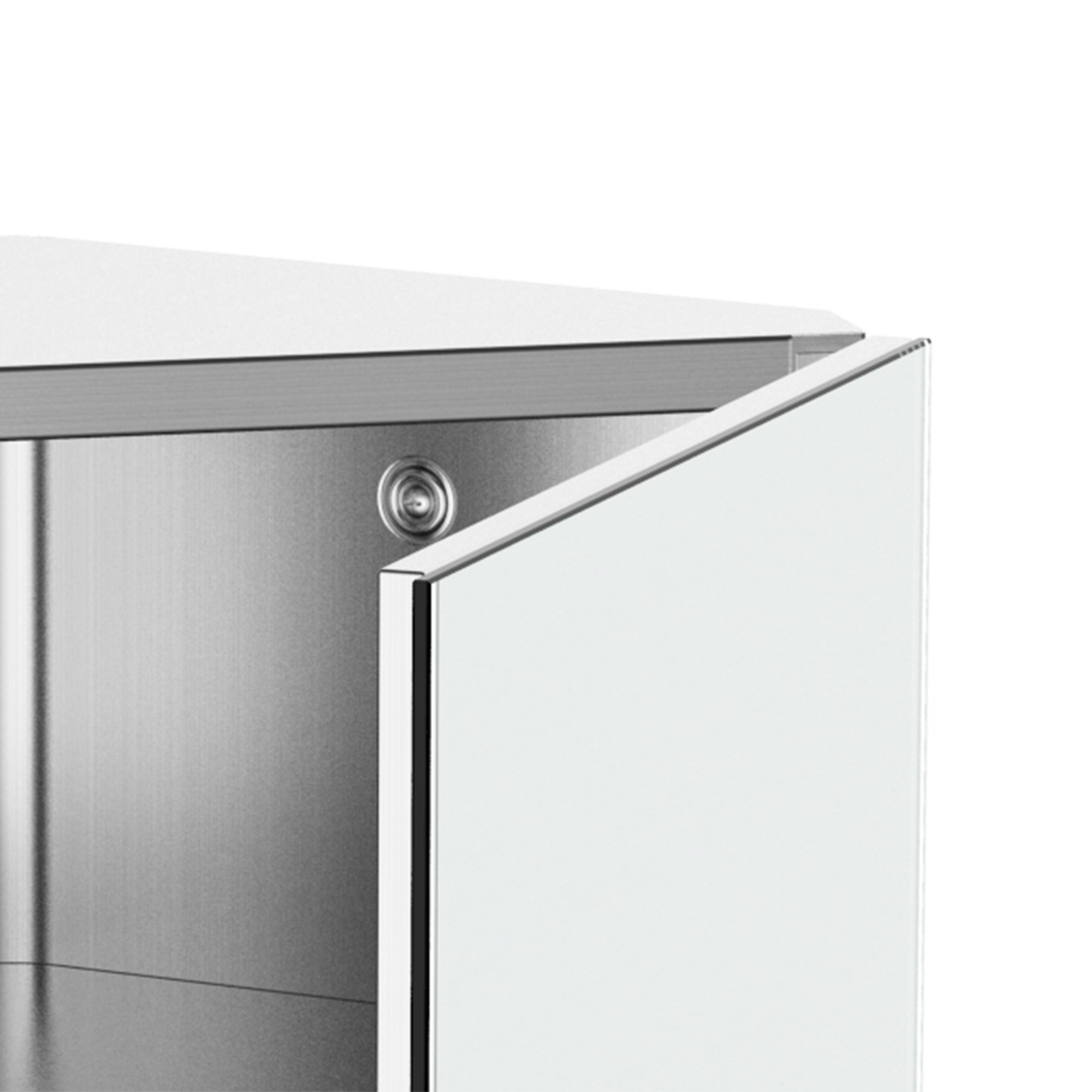 Bathroom Mirror Cabinet Wall-Mounted Corner Toilet Cabinet with 2 Shelves dim. 30W x 18.4D x 60H cm Stainless Steel.