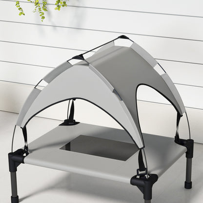 Elevated Dog Bed with Canopy, Pet Bed, Outdoor Dog Lounge with Roof, Breathable, for Small and Mini Dogs Light Grey Oxford 61 x 46 x 63 cm