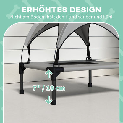 Elevated Dog Bed with Canopy, Pet Bed, Outdoor Dog Lounge with Roof, Breathable, for Small and Mini Dogs Light Grey Oxford 61 x 46 x 63 cm