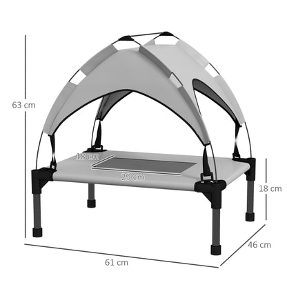 Elevated Dog Bed with Canopy, Pet Bed, Outdoor Dog Lounge with Roof, Breathable, for Small and Mini Dogs Light Grey Oxford 61 x 46 x 63 cm