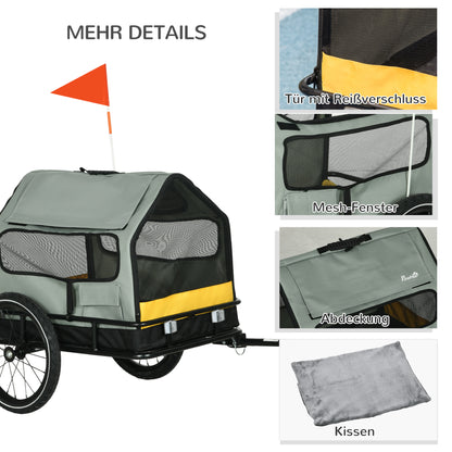 3-in-1 Dog Trailer Pet House, Cargo Trailer Dog Bike Trailer, Dog Wagon with Reflectors for Small Dogs up to 10 kg, Oxford, Gray