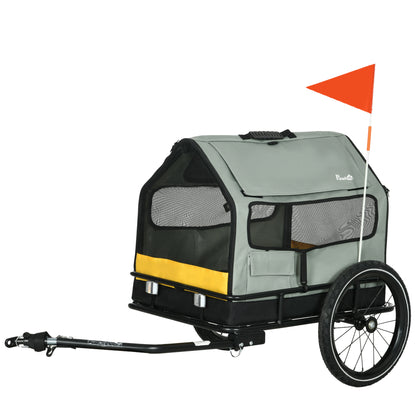3-in-1 Dog Trailer Pet House, Cargo Trailer Dog Bike Trailer, Dog Wagon with Reflectors for Small Dogs up to 10 kg, Oxford, Gray