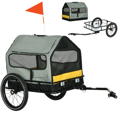 3-in-1 Dog Trailer Pet House, Cargo Trailer Dog Bike Trailer, Dog Wagon with Reflectors for Small Dogs up to 10 kg, Oxford, Gray
