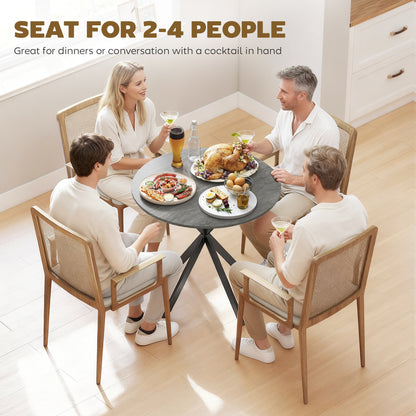 Round Dining Table, 31.5 in Diameter, Industrial-Style Steel X-Legs, Kitchen/Dining/Home Office, Gray
