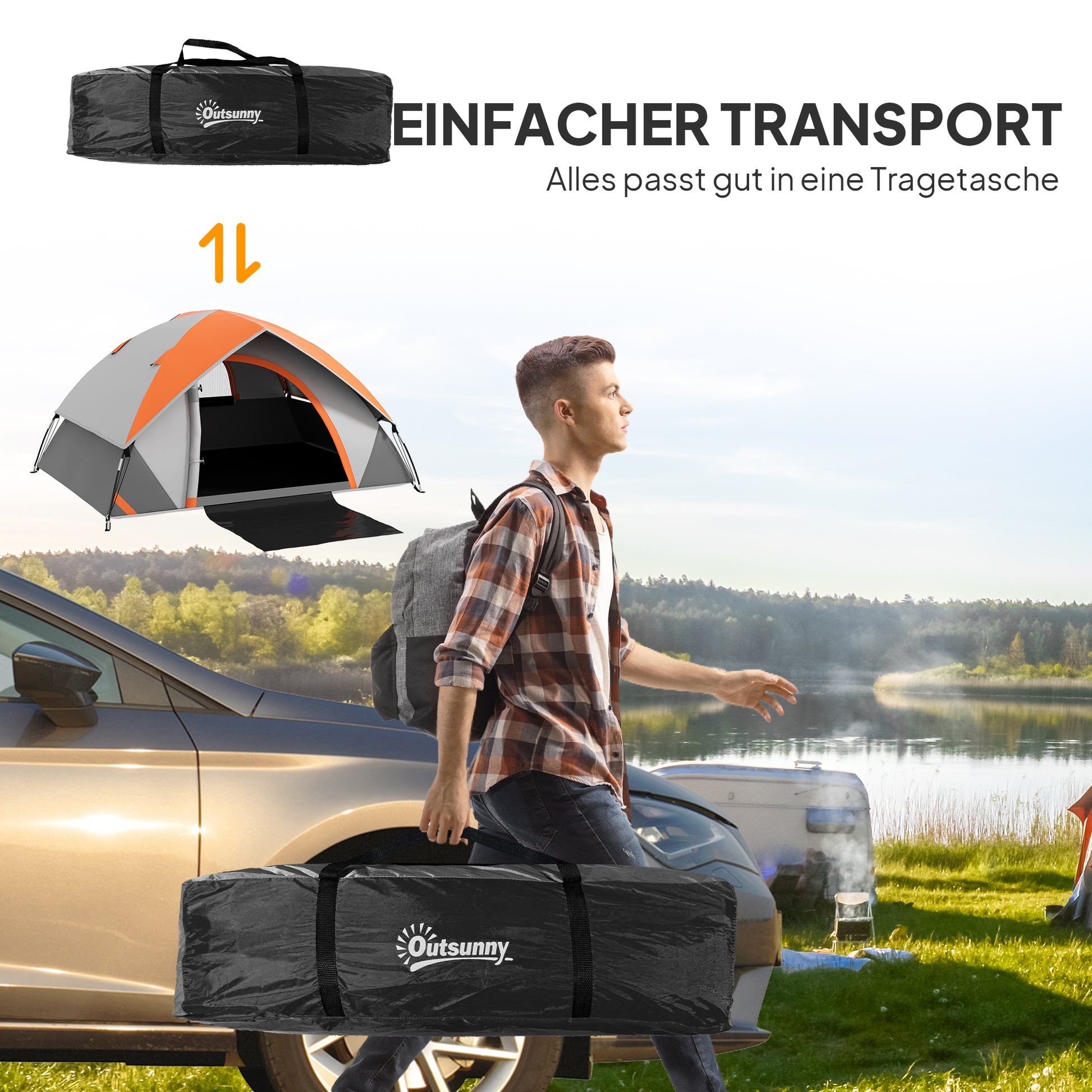 Dome Tent for 2 Persons Lightweight, Stable Waterproof Family Tent with Door & Window Pack Bag, Hook, Camping Tent with 3000mm Water Column Tent for Camping Travel Trekking Garden