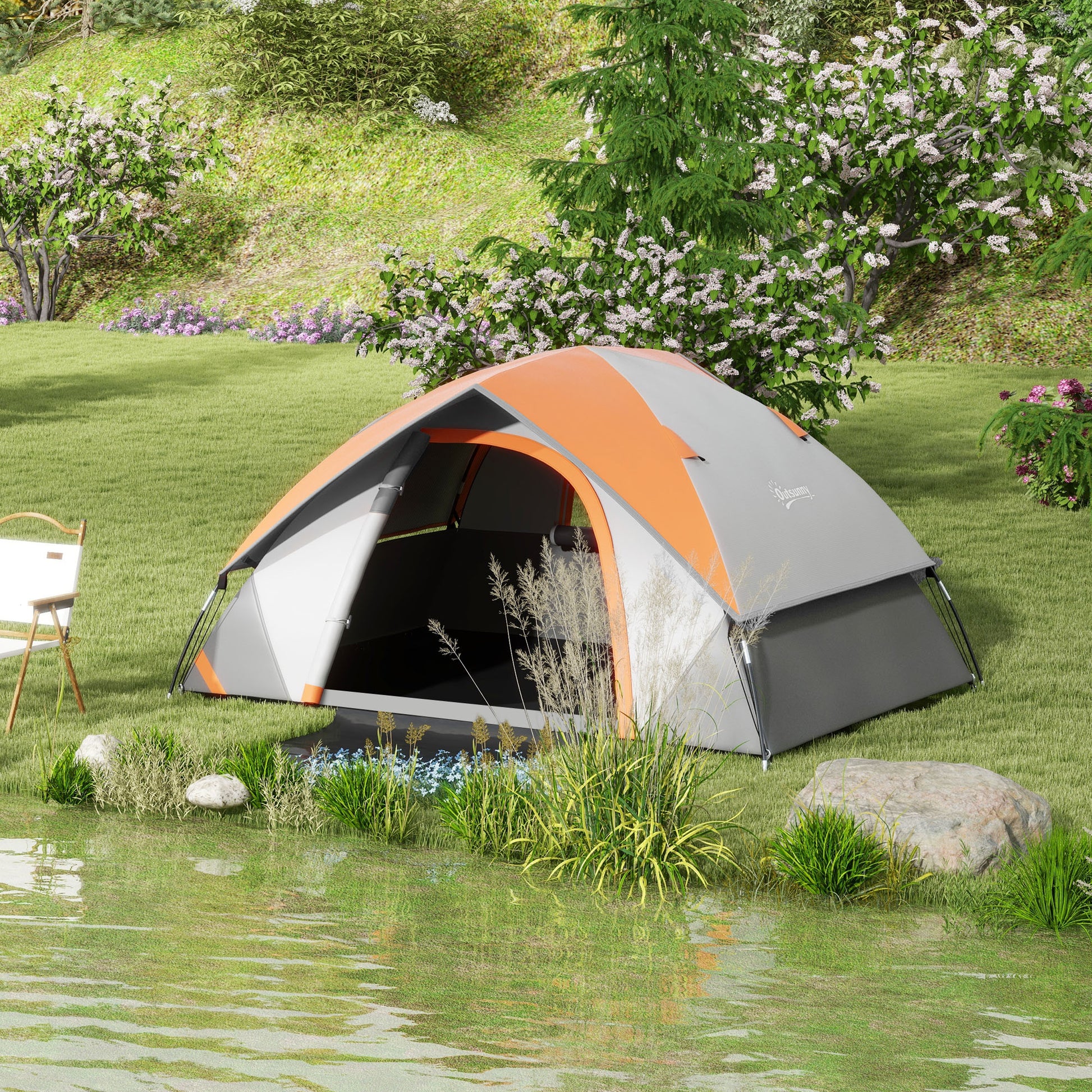 Dome Tent for 2 Persons Lightweight, Stable Waterproof Family Tent with Door & Window Pack Bag, Hook, Camping Tent with 3000mm Water Column Tent for Camping Travel Trekking Garden