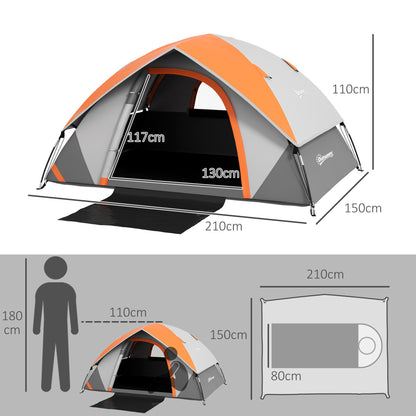 Dome Tent for 2 Persons Lightweight, Stable Waterproof Family Tent with Door & Window Pack Bag, Hook, Camping Tent with 3000mm Water Column Tent for Camping Travel Trekking Garden