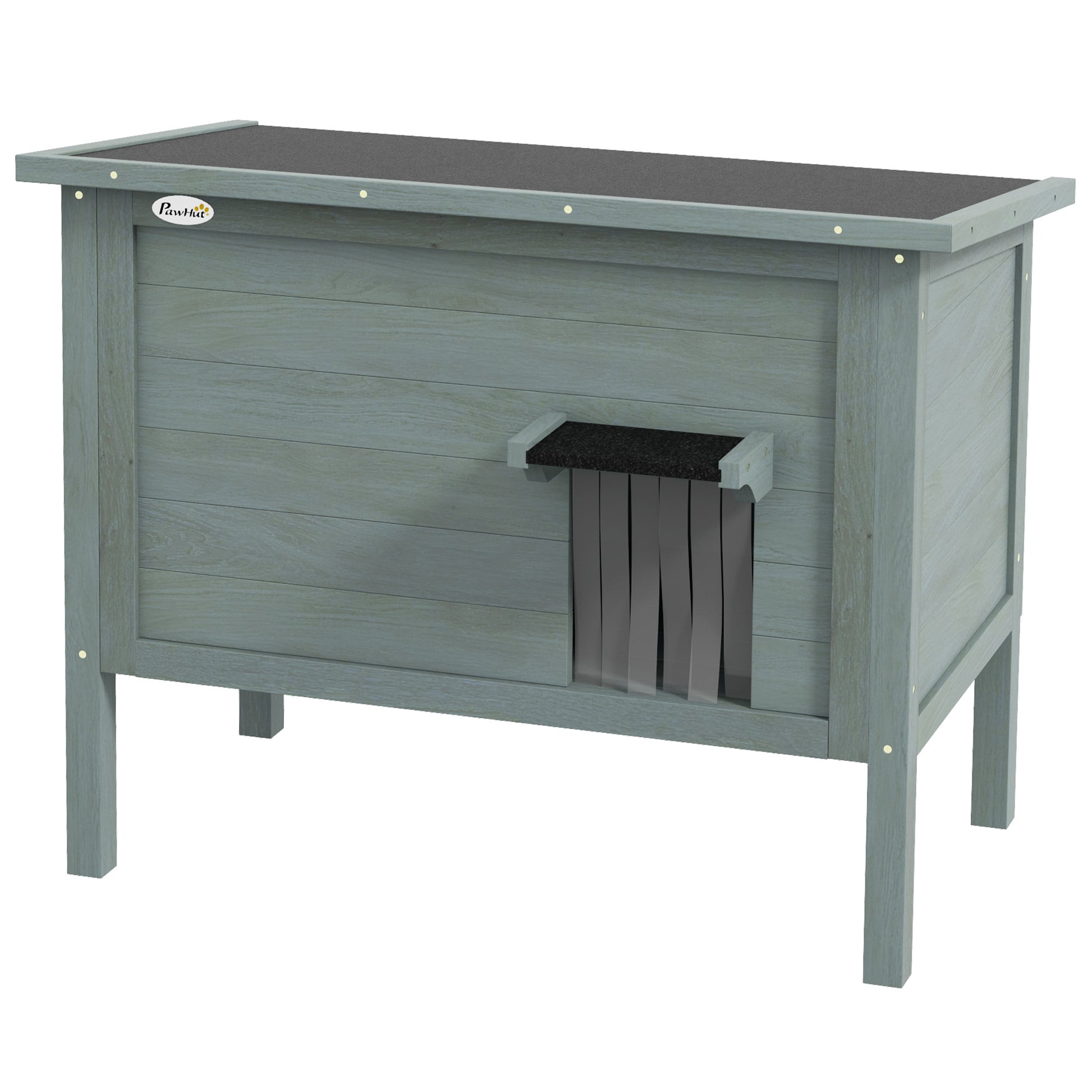 Wooden Cat House Winterproof Waterproof Cat Shelter with Asphalt Roof, Floor Feet Cat Cave Cat Box Outdoor Shelter for Outside Garden Balcony 85 x 50 x 68.5 cm Dark Gray