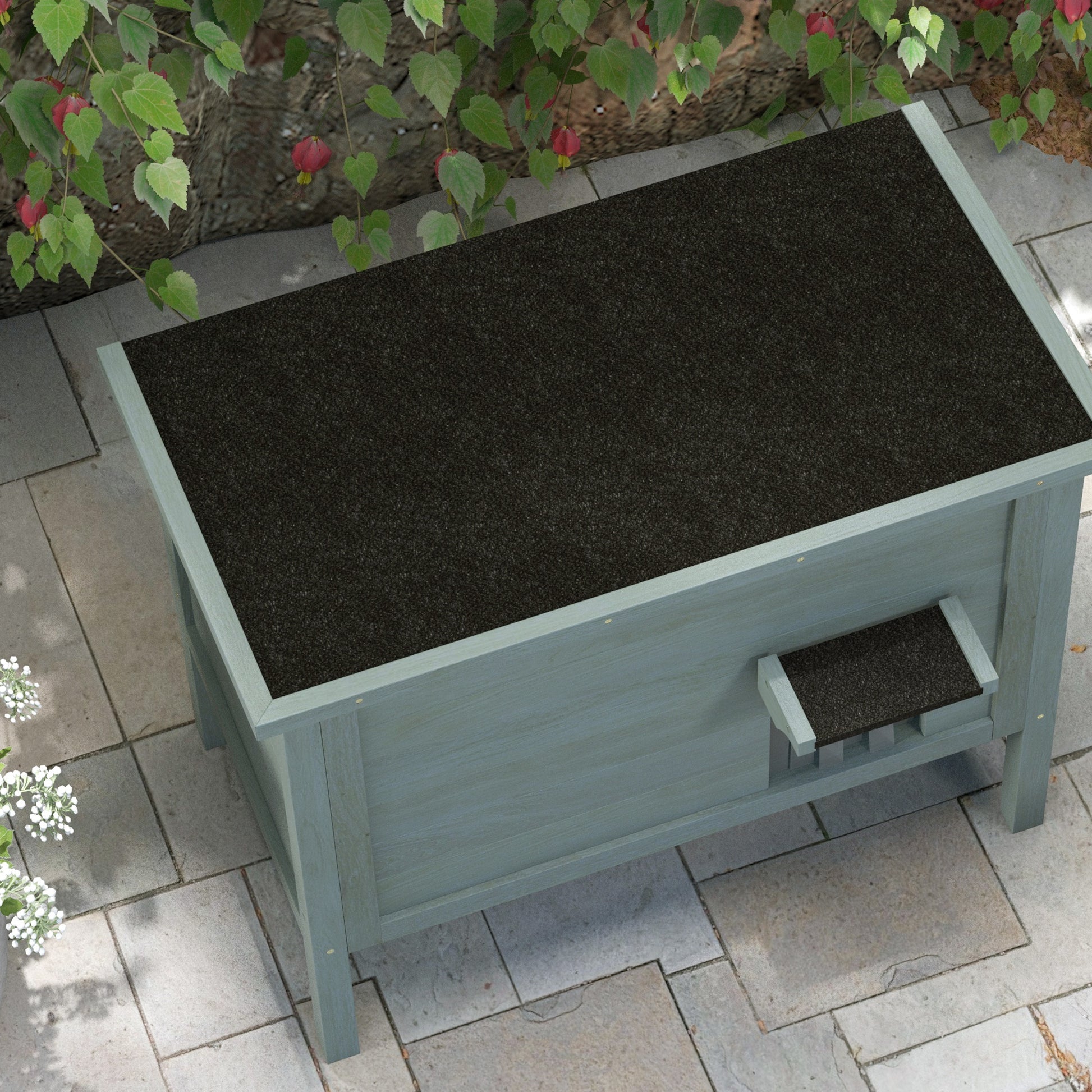 Wooden Cat House Winterproof Waterproof Cat Shelter with Asphalt Roof, Floor Feet Cat Cave Cat Box Outdoor Shelter for Outside Garden Balcony 85 x 50 x 68.5 cm Dark Gray