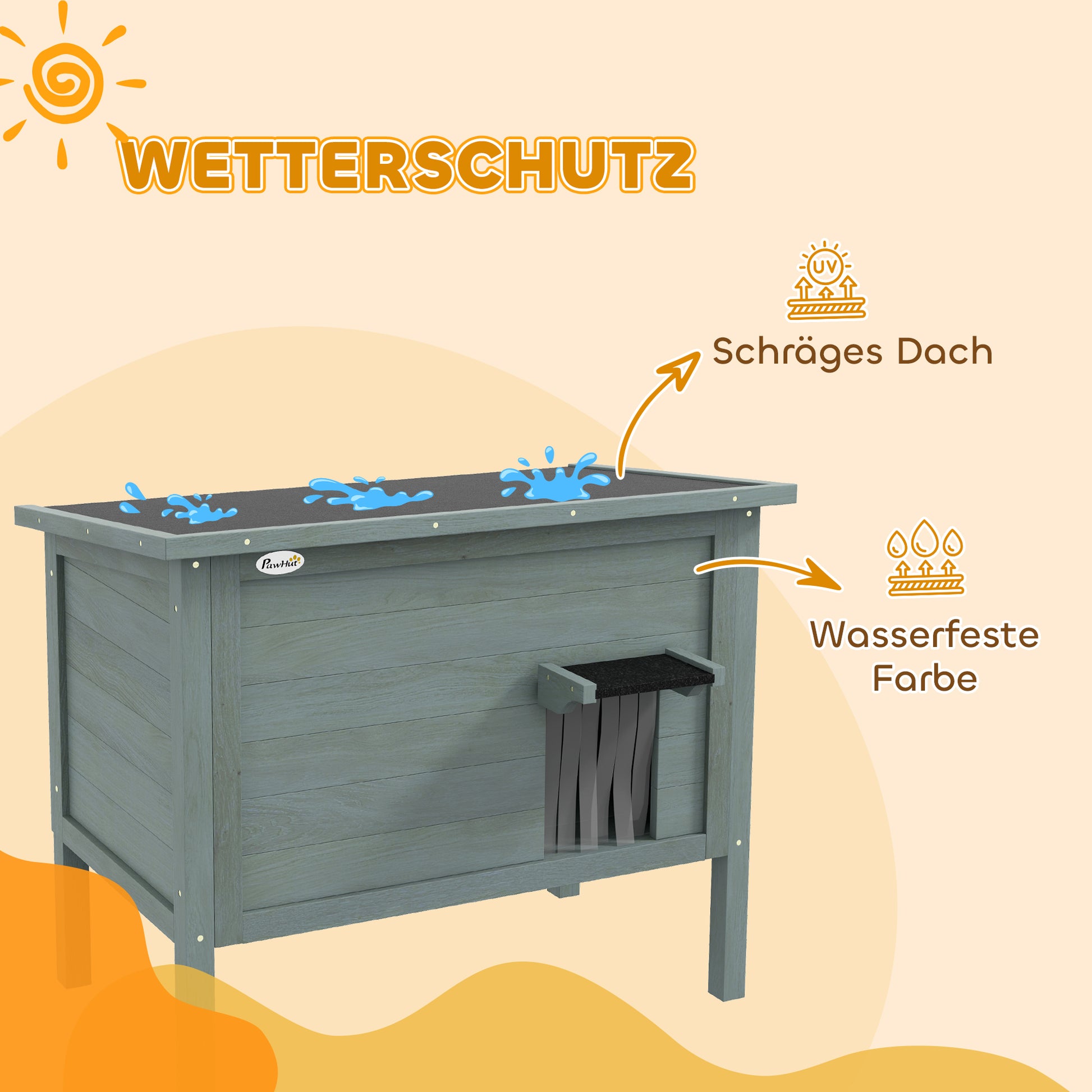 Wooden Cat House Winterproof Waterproof Cat Shelter with Asphalt Roof, Floor Feet Cat Cave Cat Box Outdoor Shelter for Outside Garden Balcony 85 x 50 x 68.5 cm Dark Gray
