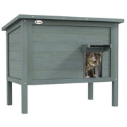 Wooden Cat House Winterproof Waterproof Cat Shelter with Asphalt Roof, Floor Feet Cat Cave Cat Box Outdoor Shelter for Outside Garden Balcony 85 x 50 x 68.5 cm Dark Gray