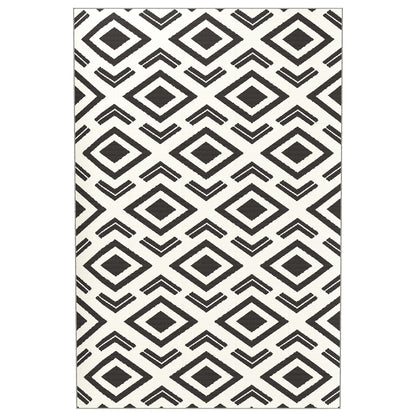 Outdoor Carpet Durable Weatherproof Outdoor Rug with Carry Bag, Foldable Boho-Style Carpet, Outdoor Rug for Living Room Balcony Garden Patio Bathroom Hall Kitchen, 182 x 274 cm Black+White