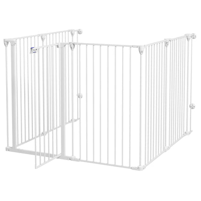 Medium and Large Foldable Dog Gate with Double Safety Lock, Modular Metal and Plastic Safety Gate, 123x102x100 cm, White