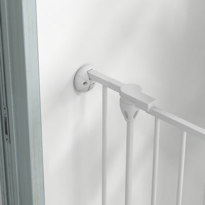 Medium and Large Foldable Dog Gate with Double Safety Lock, Modular Metal and Plastic Safety Gate, 123x102x100 cm, White