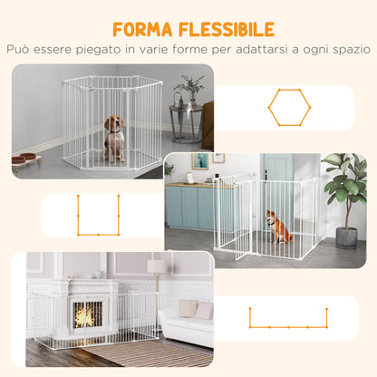 Medium and Large Foldable Dog Gate with Double Safety Lock, Modular Metal and Plastic Safety Gate, 123x102x100 cm, White