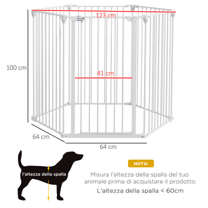 Medium and Large Foldable Dog Gate with Double Safety Lock, Modular Metal and Plastic Safety Gate, 123x102x100 cm, White
