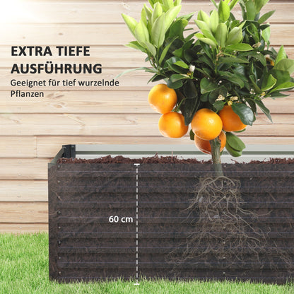Raised Garden Bed Flower Planter Weather-Resistant, Vegetable Bed Greenhouse Planter Garden Bed Planter Box Made of Galvanized Steel, Flower Box for Terrace & Garden, 240 x 60 x 60 cm