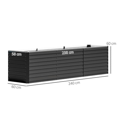 Raised Garden Bed Flower Planter Weather-Resistant, Vegetable Bed Greenhouse Planter Garden Bed Planter Box Made of Galvanized Steel, Flower Box for Terrace & Garden, 240 x 60 x 60 cm