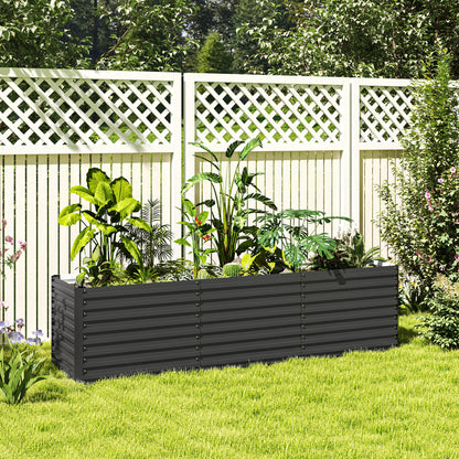 Raised Garden Bed Flower Planter Weather-Resistant, Vegetable Bed Greenhouse Planter Garden Bed Planter Box Made of Galvanized Steel, Flower Box for Terrace & Garden, 240 x 60 x 60 cm