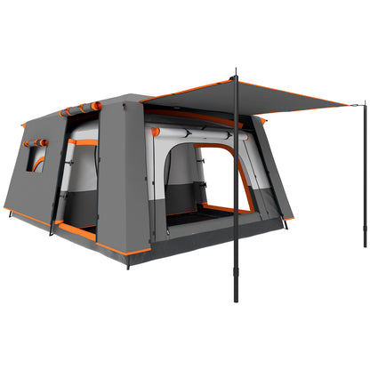 Camping Tent for 4-6 People Lightweight, Stable Waterproof Tunnel Tent with Canopy Groundsheet Side Door Windows Carry Bag Family Tent for Camping Travel Garden