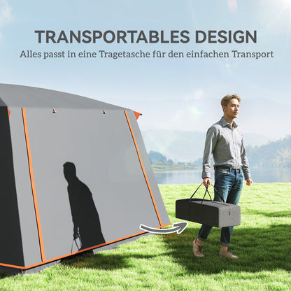 Camping Tent for 4-6 People Lightweight, Stable Waterproof Tunnel Tent with Canopy Groundsheet Side Door Windows Carry Bag Family Tent for Camping Travel Garden