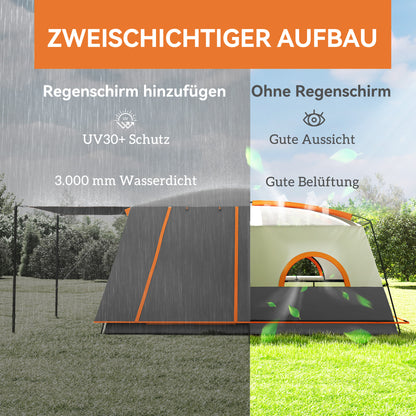 Camping Tent for 4-6 People Lightweight, Stable Waterproof Tunnel Tent with Canopy Groundsheet Side Door Windows Carry Bag Family Tent for Camping Travel Garden