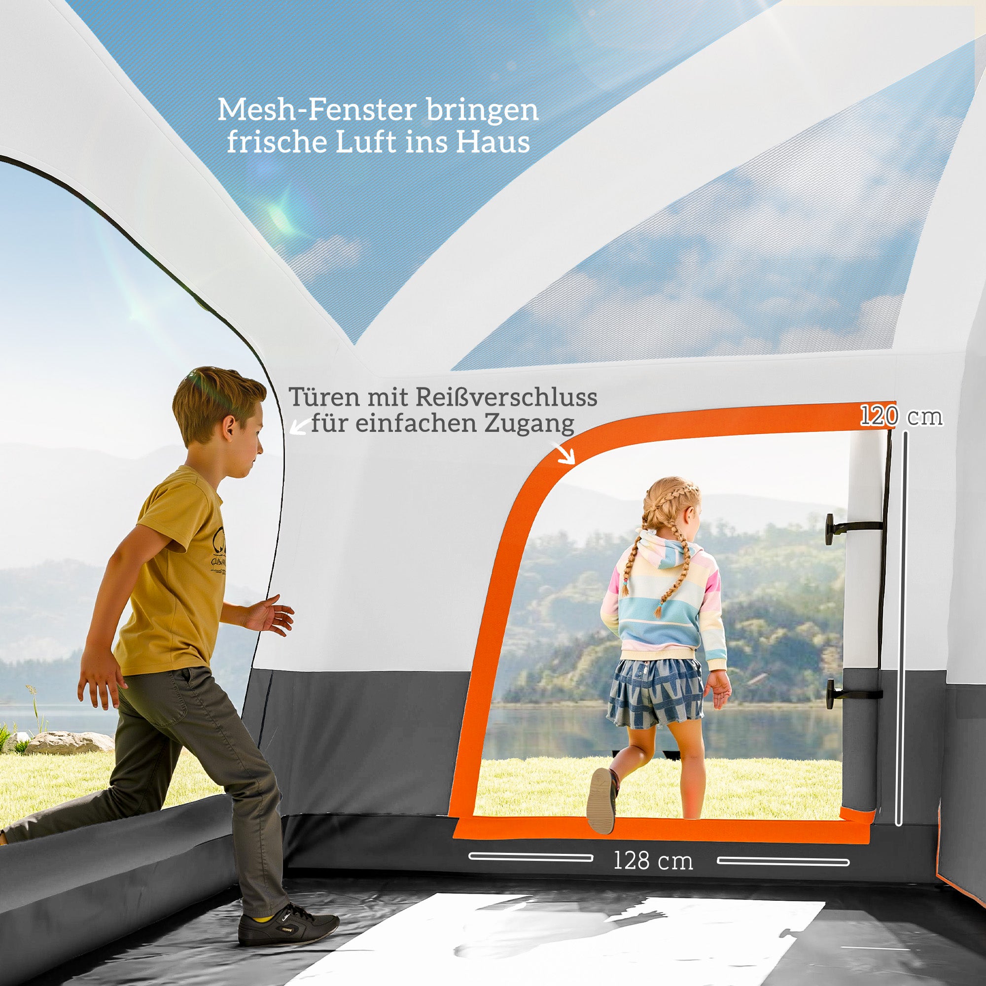 Camping Tent for 4-6 People Lightweight, Stable Waterproof Tunnel Tent with Canopy Groundsheet Side Door Windows Carry Bag Family Tent for Camping Travel Garden