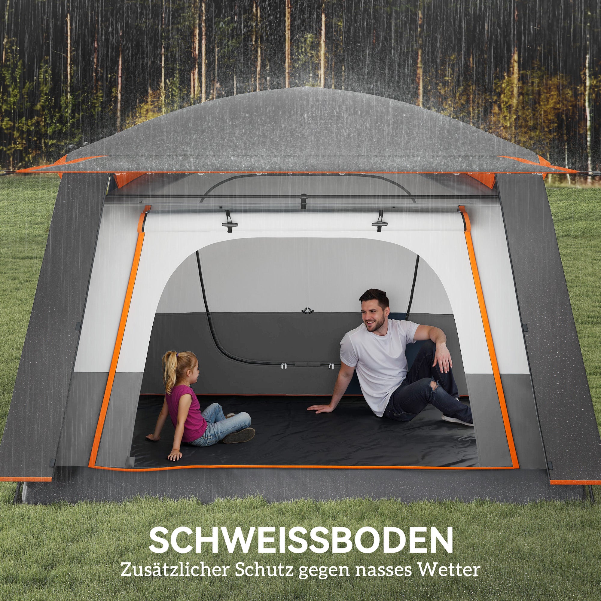 Camping Tent for 4-6 People Lightweight, Stable Waterproof Tunnel Tent with Canopy Groundsheet Side Door Windows Carry Bag Family Tent for Camping Travel Garden