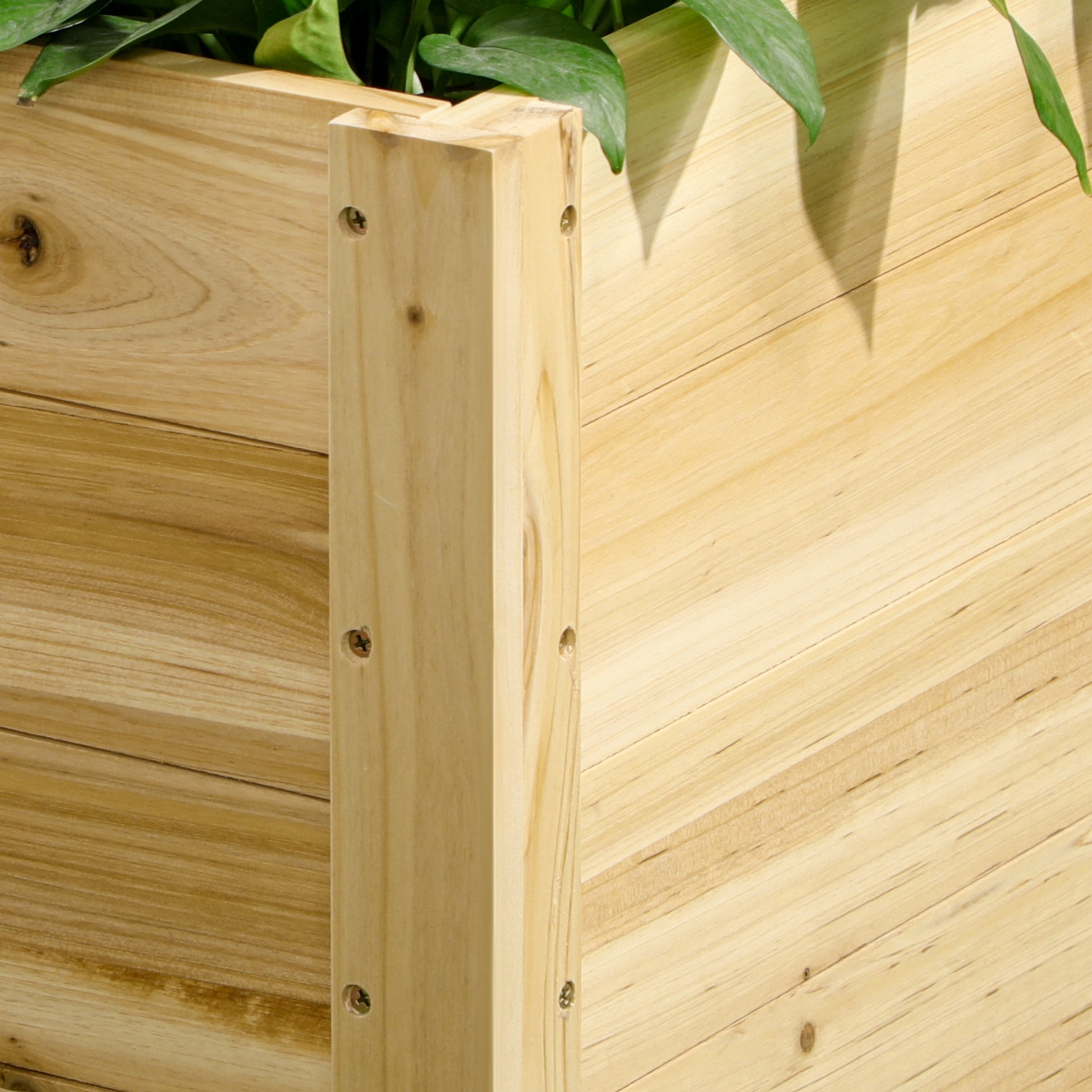 Wooden Planter with Wheels Garden Planter Cultivation Planter with Drainage Holes and Non-woven Fabric for Growing Flowers Plants Outdoor Balcony Terrace 89x48x47 cm Natural