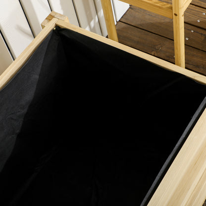 Wooden Planter with Wheels Garden Planter Cultivation Planter with Drainage Holes and Non-woven Fabric for Growing Flowers Plants Outdoor Balcony Terrace 89x48x47 cm Natural