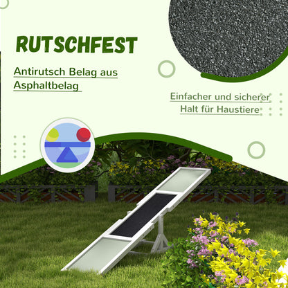 Dog Agility Seesaw, Wooden Dog Agility Ramp, Non-Slip Dog Agility Balancing Ramp for Dogs under 30 kg, Weatherproof Dog Training Outdoor Canine Sports for Balance, 180 x 30 x 30 cm White