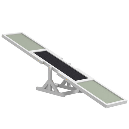 Dog Agility Seesaw, Wooden Dog Agility Ramp, Non-Slip Dog Agility Balancing Ramp for Dogs under 30 kg, Weatherproof Dog Training Outdoor Canine Sports for Balance, 180 x 30 x 30 cm White