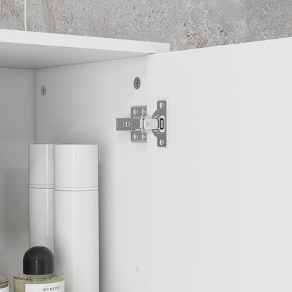 Modern Bathroom Cabinet with 1 Drawer, 3 Adjustable Shelves, and 2 Cabinets Storage Cabinet for Living Room Bedroom 30x30x180 cm White Gloss