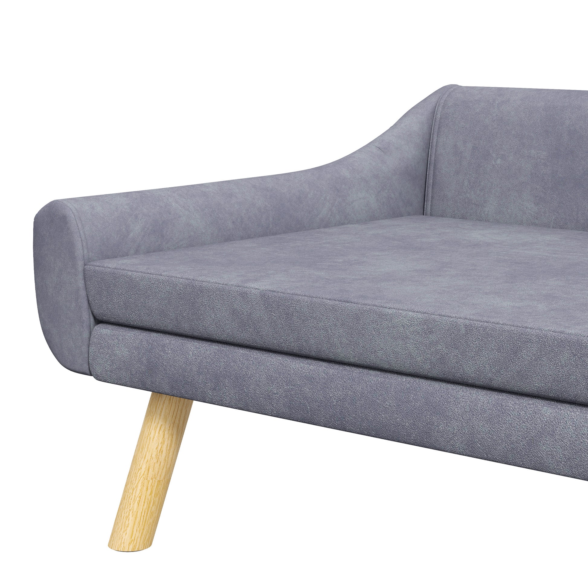 Dog Sofa Cat Sofa with Backrest, Pet Couch with Wooden Legs, Pet Sofa with Cushion, Dog Bed for Medium and Large Dogs, Velvet, Grey, 102 x 58.5 x 42.5 cm