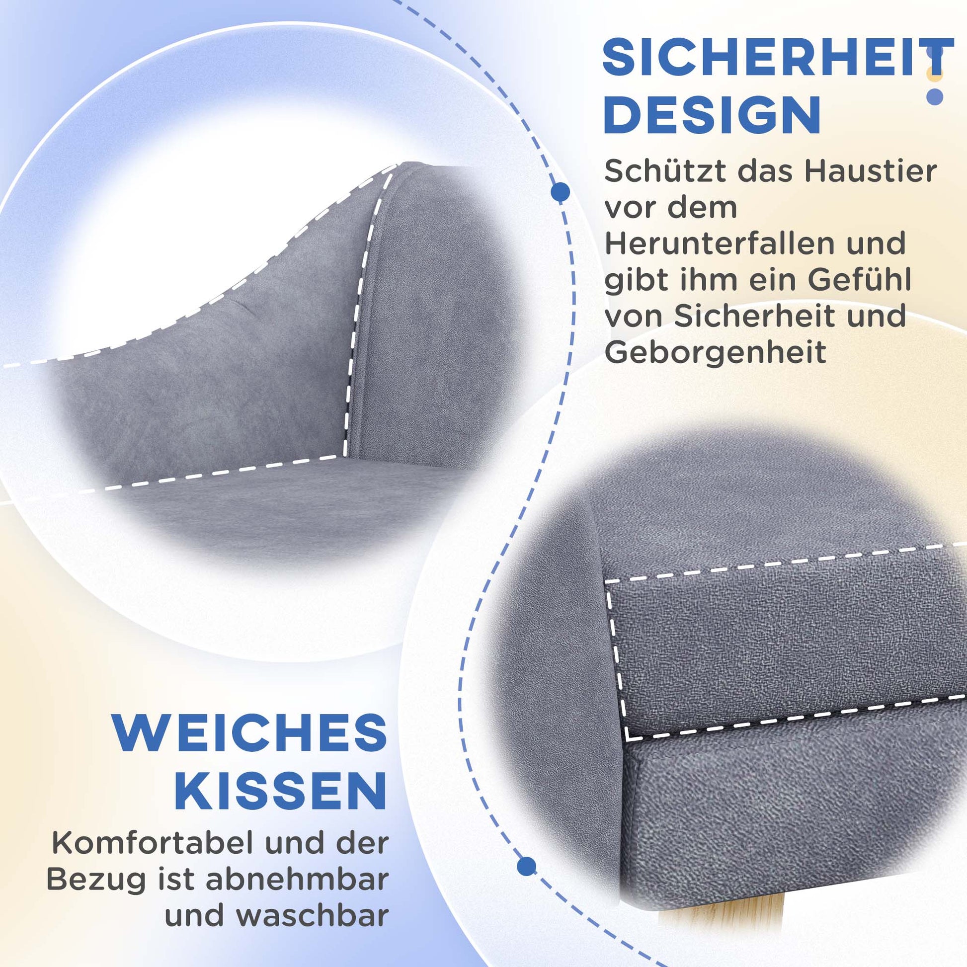 Dog Sofa Cat Sofa with Backrest, Pet Couch with Wooden Legs, Pet Sofa with Cushion, Dog Bed for Medium and Large Dogs, Velvet, Grey, 102 x 58.5 x 42.5 cm