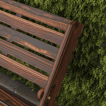 Garden Bench, 2-Seater Wooden Bench with Backrest, Park Bench, Holds up to 250 kg, for Garden, Balcony, Charred, 122 x 63 x 83 cm
