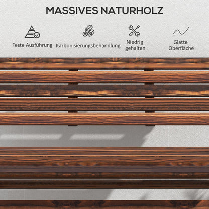 Garden Bench, 2-Seater Wooden Bench with Backrest, Park Bench, Holds up to 250 kg, for Garden, Balcony, Charred, 122 x 63 x 83 cm
