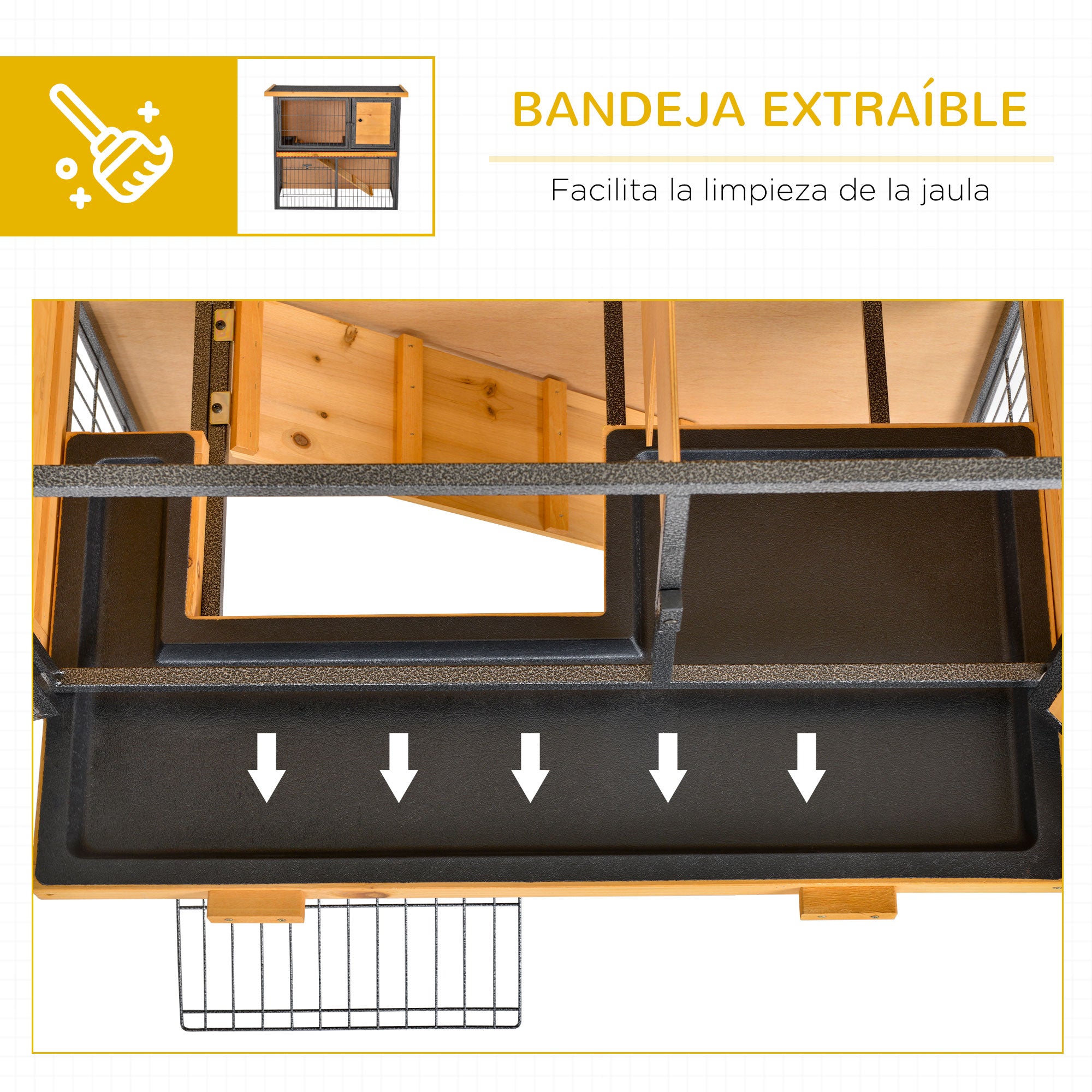 Outdoor Wooden Rabbit Hutch Small Pet Cage 2 Levels with Ramp Removable Tray Lockable Doors 89.5x45x81 cm Wood and Grey