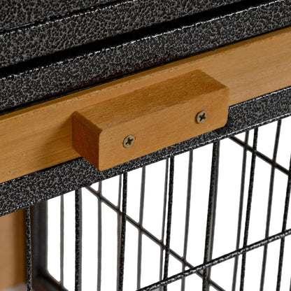 Outdoor Wooden Rabbit Hutch Small Pet Cage 2 Levels with Ramp Removable Tray Lockable Doors 89.5x45x81 cm Wood and Grey