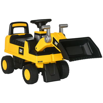 Seat Digger Ride-On Digger with Adjustable Shovel, Horn, Storage under Seat, Ride-On Toy Digger for Sitting Up to 25kg, Ride-On for Children from 18 Months Yellow