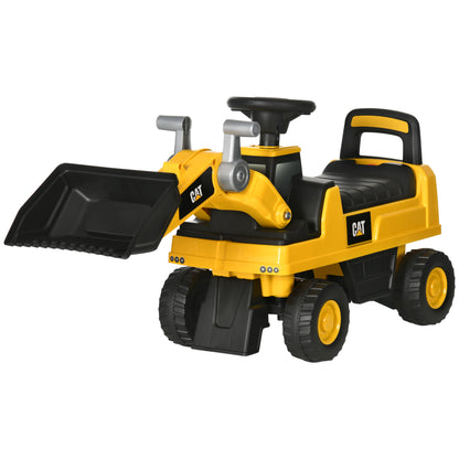 Seat Digger Ride-On Digger with Adjustable Shovel, Horn, Storage under Seat, Ride-On Toy Digger for Sitting Up to 25kg, Ride-On for Children from 18 Months Yellow