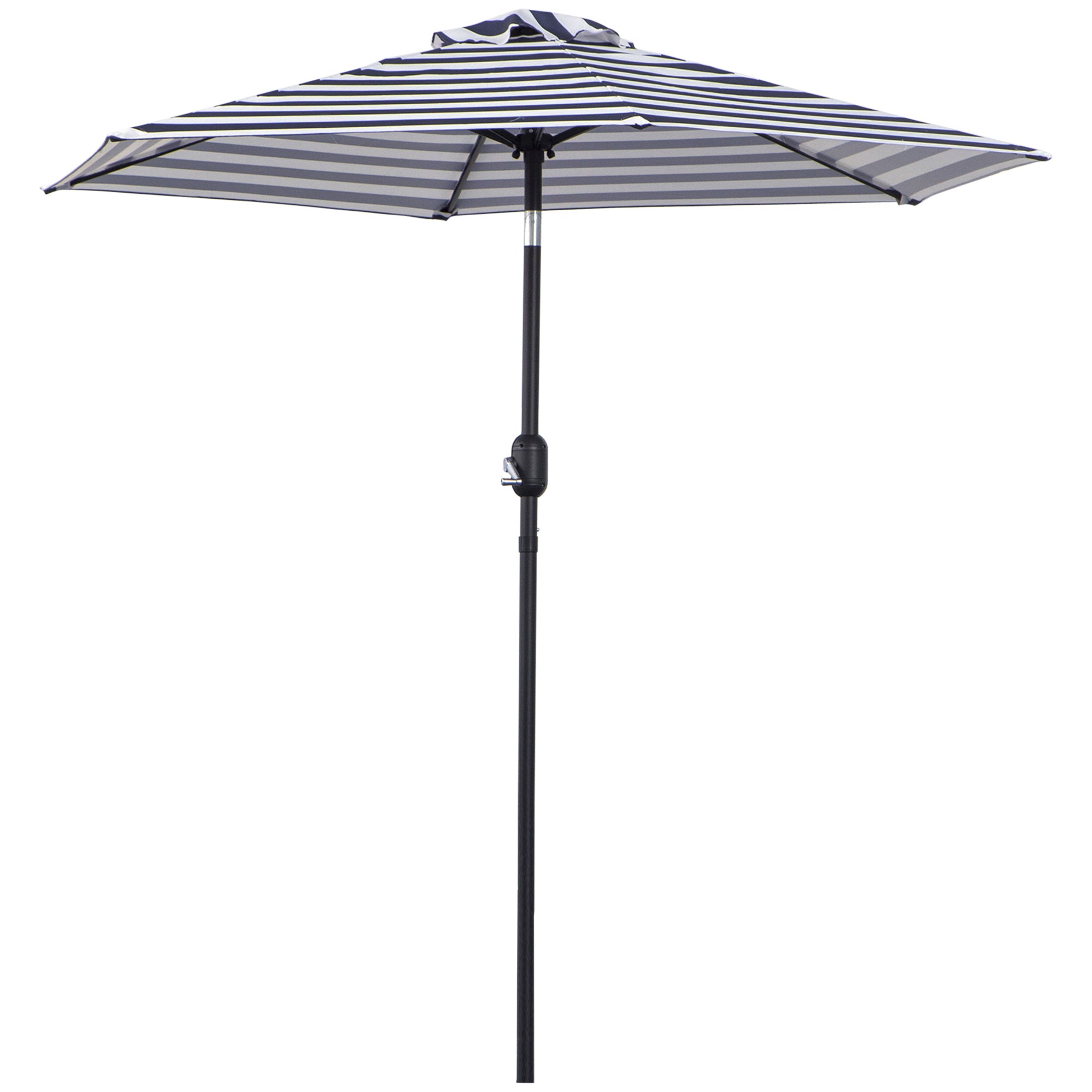 Parasol Garden Umbrella Terrace Umbrella Frame Steel Outdoor Blue Stripe Ø230 x 216 cm