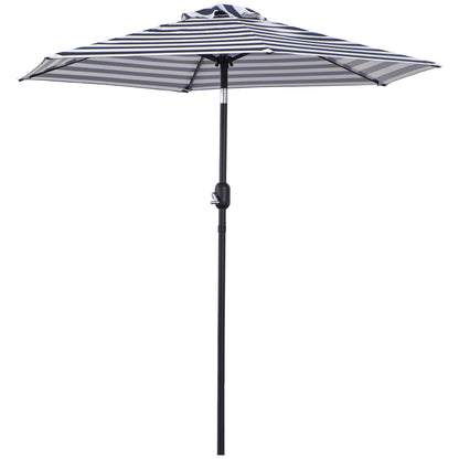 Parasol Garden Umbrella Terrace Umbrella Frame Steel Outdoor Blue Stripe Ø230 x 216 cm
