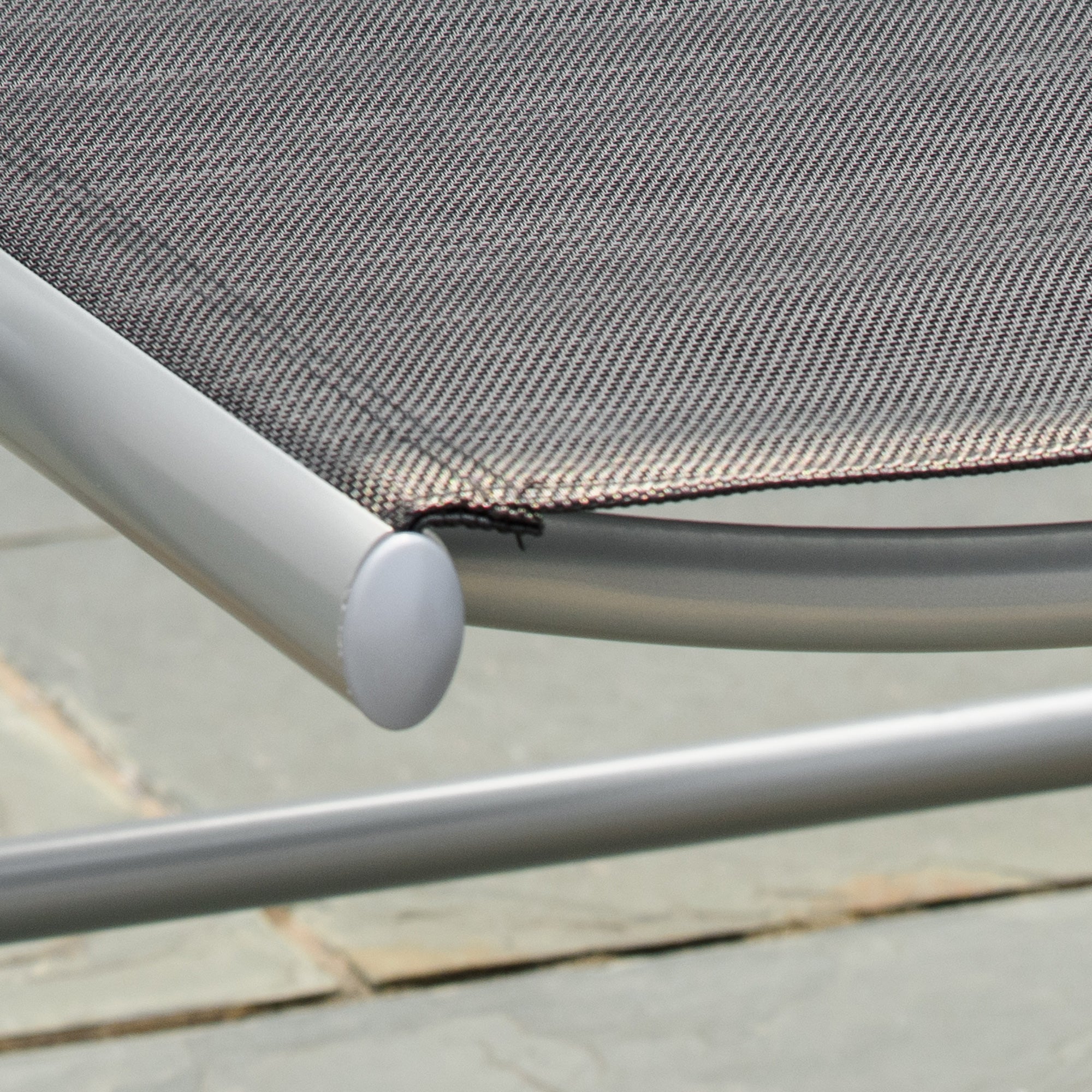 Folding Garden Chair in Aluminum and Texteline with 7 Adjustable Levels, Black 65x55x85-105cm