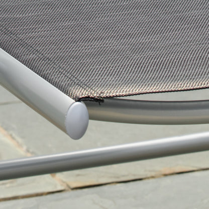 Folding Garden Chair in Aluminum and Texteline with 7 Adjustable Levels, Black 65x55x85-105cm