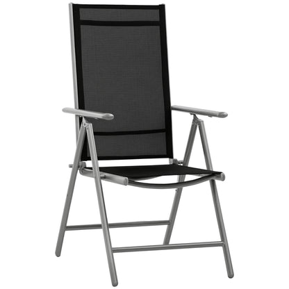 Folding Garden Chair in Aluminum and Texteline with 7 Adjustable Levels, Black 65x55x85-105cm
