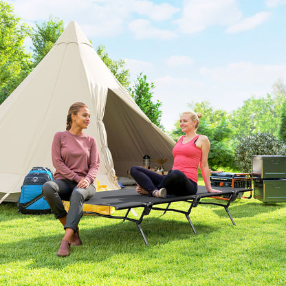 Folding Camp Bed Camping Cot with Carrying Bag 200 x 100 x 36 cm Guest Bed up to 120 kg Extra Wide Camp Cot for Adults Folding Bed for Indoor, Outdoor, Garden Camping Travel Black