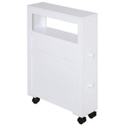Bathroom Cabinet with Wheels Narrow Bathroom Cabinet with 2 Drawers and Storage Shelf Load 20 kg 16x52x71.5 cm White